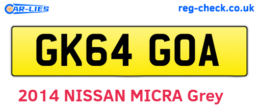 GK64GOA are the vehicle registration plates.