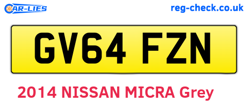 GV64FZN are the vehicle registration plates.