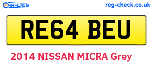 RE64BEU are the vehicle registration plates.