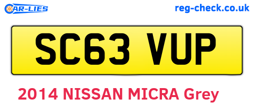 SC63VUP are the vehicle registration plates.