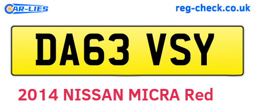 DA63VSY are the vehicle registration plates.