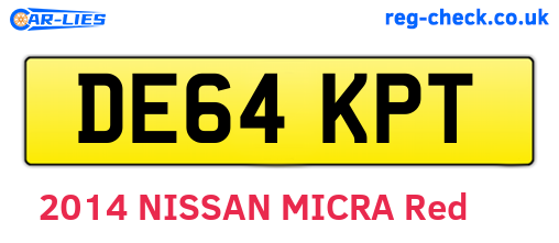 DE64KPT are the vehicle registration plates.