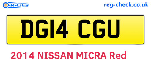 DG14CGU are the vehicle registration plates.