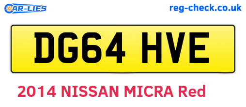 DG64HVE are the vehicle registration plates.