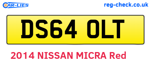 DS64OLT are the vehicle registration plates.