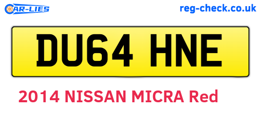 DU64HNE are the vehicle registration plates.