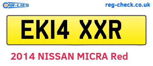 EK14XXR are the vehicle registration plates.