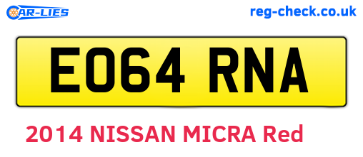 EO64RNA are the vehicle registration plates.