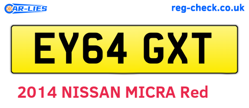 EY64GXT are the vehicle registration plates.