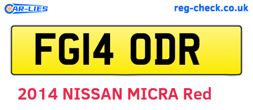 FG14ODR are the vehicle registration plates.