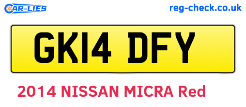 GK14DFY are the vehicle registration plates.