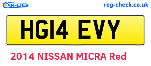 HG14EVY are the vehicle registration plates.