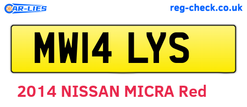 MW14LYS are the vehicle registration plates.