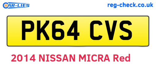 PK64CVS are the vehicle registration plates.
