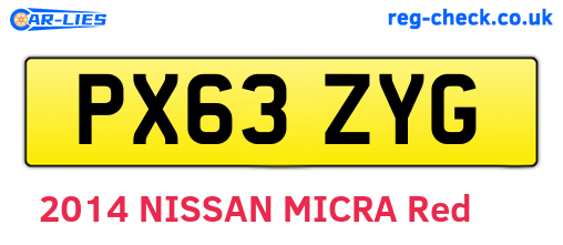 PX63ZYG are the vehicle registration plates.