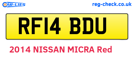 RF14BDU are the vehicle registration plates.
