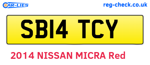 SB14TCY are the vehicle registration plates.