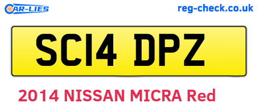 SC14DPZ are the vehicle registration plates.