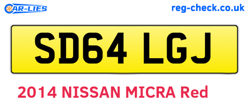 SD64LGJ are the vehicle registration plates.
