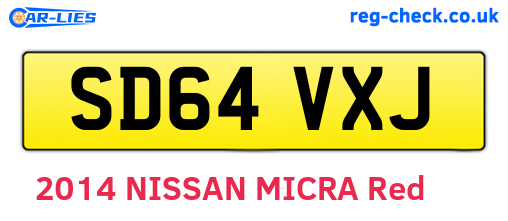 SD64VXJ are the vehicle registration plates.