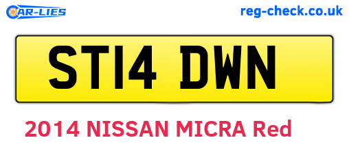 ST14DWN are the vehicle registration plates.