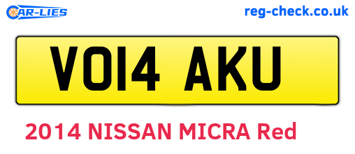 VO14AKU are the vehicle registration plates.
