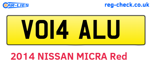 VO14ALU are the vehicle registration plates.