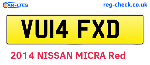 VU14FXD are the vehicle registration plates.
