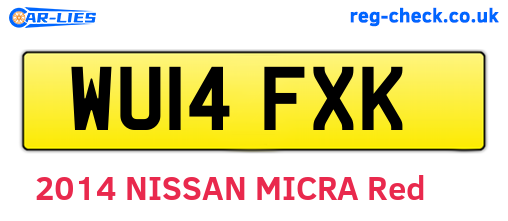 WU14FXK are the vehicle registration plates.