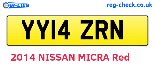 YY14ZRN are the vehicle registration plates.