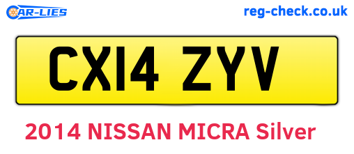 CX14ZYV are the vehicle registration plates.
