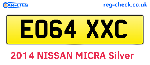 EO64XXC are the vehicle registration plates.