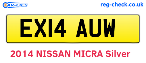 EX14AUW are the vehicle registration plates.