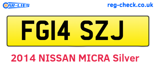 FG14SZJ are the vehicle registration plates.