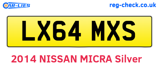 LX64MXS are the vehicle registration plates.