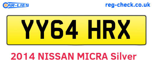 YY64HRX are the vehicle registration plates.