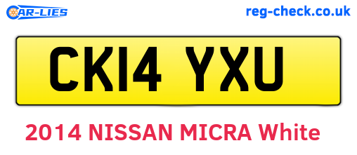 CK14YXU are the vehicle registration plates.