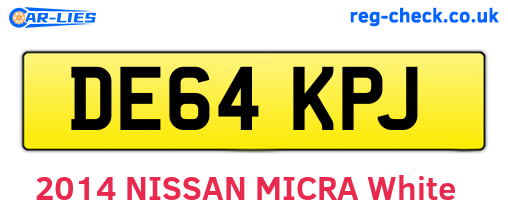 DE64KPJ are the vehicle registration plates.