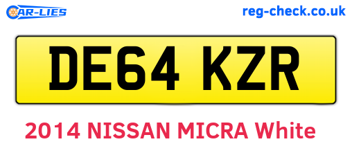 DE64KZR are the vehicle registration plates.