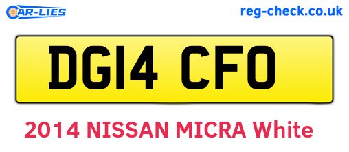 DG14CFO are the vehicle registration plates.