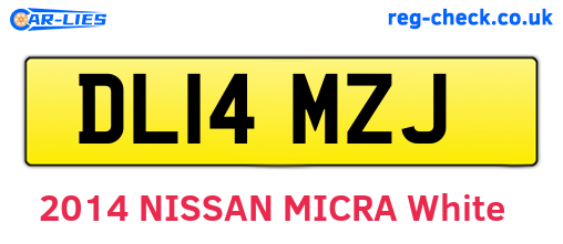 DL14MZJ are the vehicle registration plates.