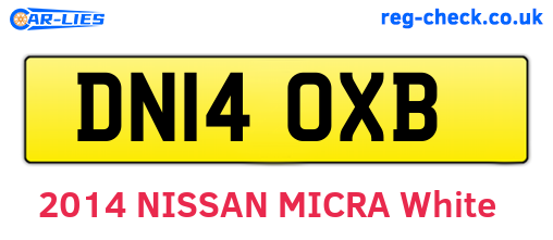 DN14OXB are the vehicle registration plates.