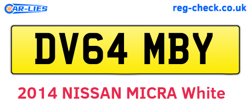 DV64MBY are the vehicle registration plates.