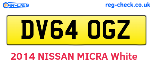 DV64OGZ are the vehicle registration plates.