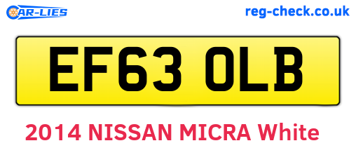 EF63OLB are the vehicle registration plates.