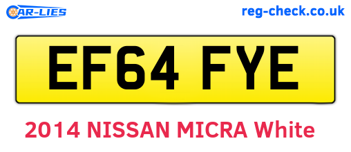 EF64FYE are the vehicle registration plates.
