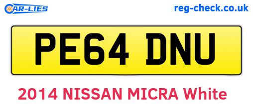 PE64DNU are the vehicle registration plates.