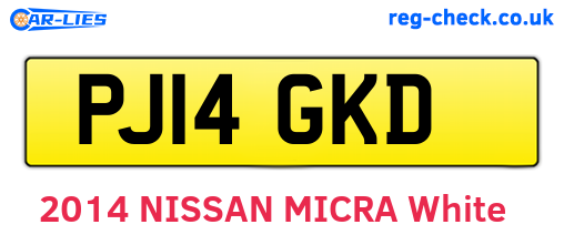 PJ14GKD are the vehicle registration plates.