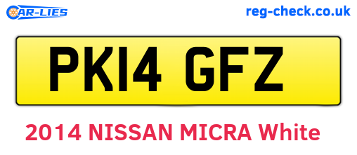 PK14GFZ are the vehicle registration plates.