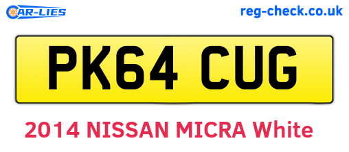 PK64CUG are the vehicle registration plates.